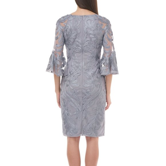 NWT JS Collections Soutache Illusion Sleeve Dress smokey gray size 2 - Picture 2 of 5